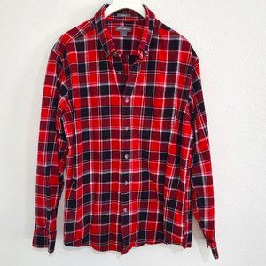 Eddie Bauer Men's Classic Fit Red/Blk Flannel Shirt SZ L